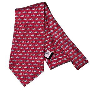 Sero New England 100% Silk Tie Red Fish
